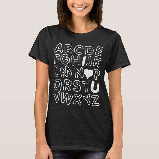 T-shirt Abc I Love You Alphabet Teachers Day Valentines Da (Devant)