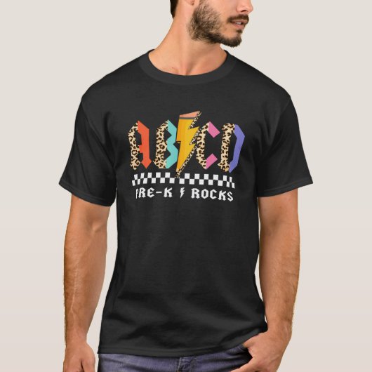 T-shirt ABCD Pré-Maternelle Rocks Crayon Éclair Léopard Él (Devant)