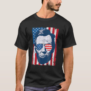 T-shirt Abe Lincoln Beard Lunettes de soleil et drapeau am