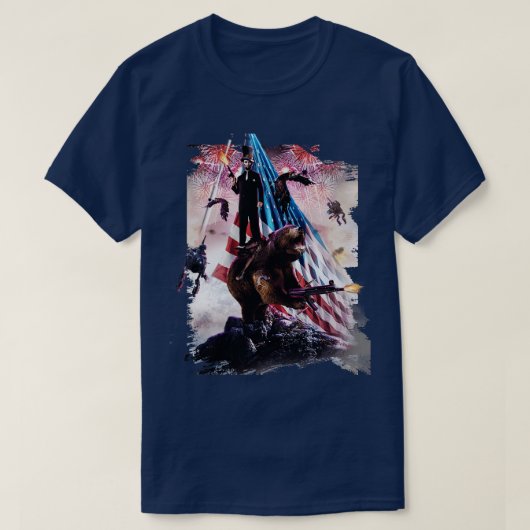 T-shirt Abe Lincoln ours à cheval (Design devant)