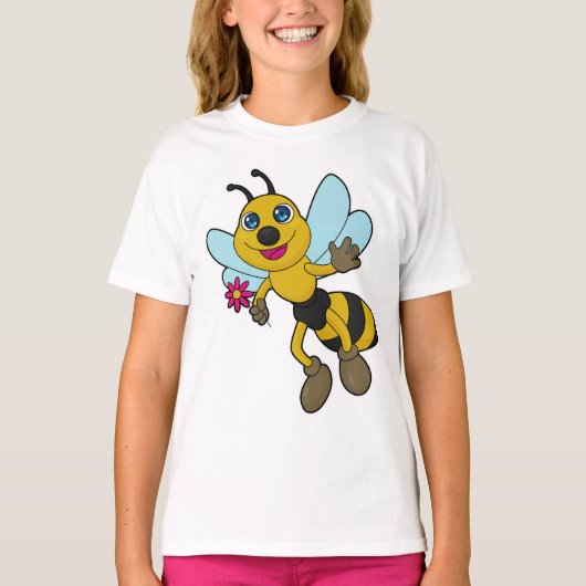 T-shirt Abeille avec Fleur (Devant)