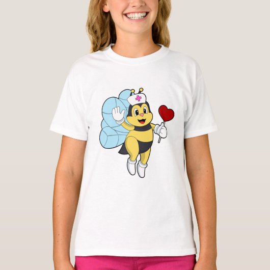 T-shirt Abeille comme infirmière avec coeur.PNG (Devant)