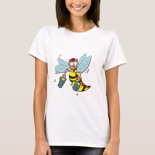 T-shirt Abeille de guêpe à cheval avec deux seaux de miel (Devant)
