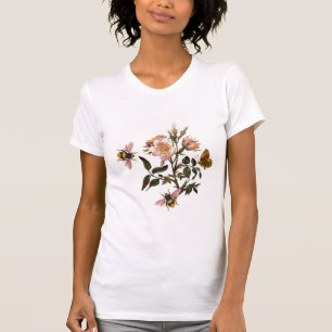 T-SHIRT ABEILLE DE MIEL, PAPILLON ET ROSES SAUVAGES,