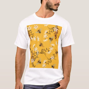 T-shirt Abeille vintage et papillon : Brodé Art Floral