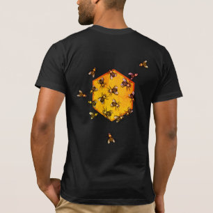 T-shirt Abeilles de miel avec dessin d'hexagone jaune oran