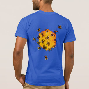 T-shirt Abeilles de miel avec dessin d'hexagone jaune oran