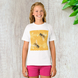 T-shirt Abeilles de miel sur un Motif de nid d'abeille