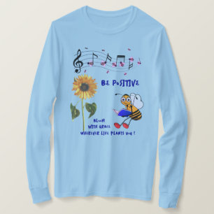 T-shirt Abeilles de tournesol bleu clair positif