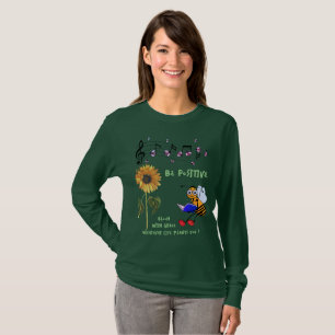 T-shirt Abeilles de tournesol vert de la forêt positif