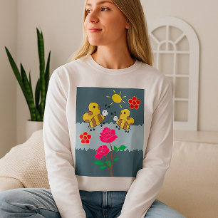 T-shirt Abeilles Et Fleurs Femme Longue Tête