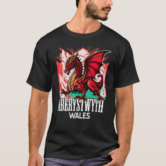 T-shirt Aberystwyth Pays de Galles Drapeau Y Ddraig Goch D (Devant)