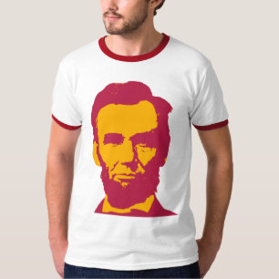 T-shirt Abraham Lincoln en Pop Art Orange & Rouge