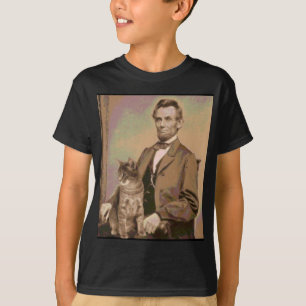 T-shirt Abraham Lincoln et son chat "Dixie "