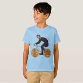 T-shirt Abraham Lincoln sur un vélo avec le penny roule la (Devant entier)