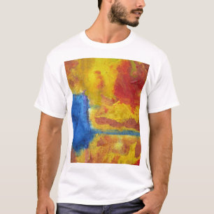 T-shirt Abrégé sur rouge, orange et bleu de réchauffeme