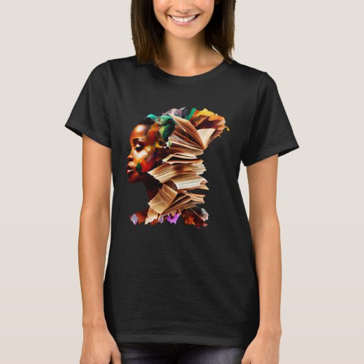 T-shirt Abstract African Book Educated Black Melanin Quee (Devant)