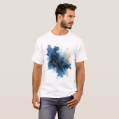 T-shirt Abstract Blue Gold Ink Splash (Devant entier)