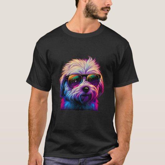 T-shirt Abstract Coton De Tulear Dog Lovers Retro Multicol (Devant)