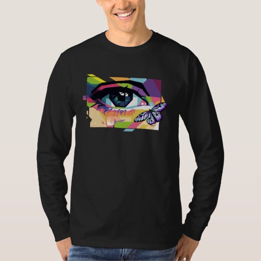 T-shirt Abstract Crying Eye Purple Butterfly Soft Girl Aes (Devant)