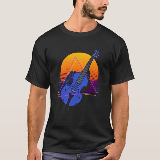 T-shirt Abstract Double Bass Jazz Musician Contrabass Play (Devant)