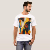 T-shirt Abstract Faces Art Print, Dual Portrait, Abstract (Devant entier)