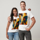 T-shirt Abstract Faces Art Print, Dual Portrait, Abstract (Unisexe)