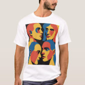 T-shirt Abstract Faces Grid Art Print, Human Faces (Devant)