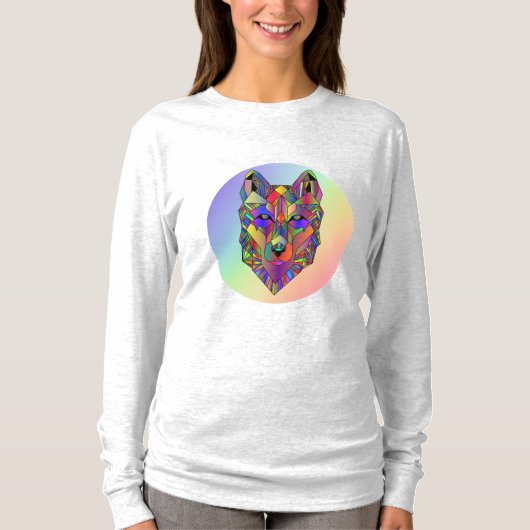 T-shirt Abstract geomatrical cubic wolf art (Devant)