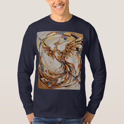 T-shirt Abstract Golden Phoenix Rising  (Devant)