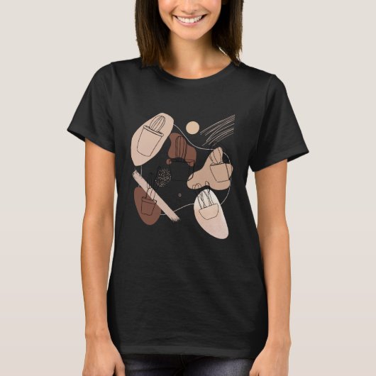T-shirt Abstract Minimalist Cactus  Aesthetic Boho Cactus  (Devant)