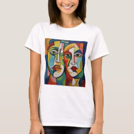 T-shirt abstract ontwerp, cubisme, kleurrijke gezi