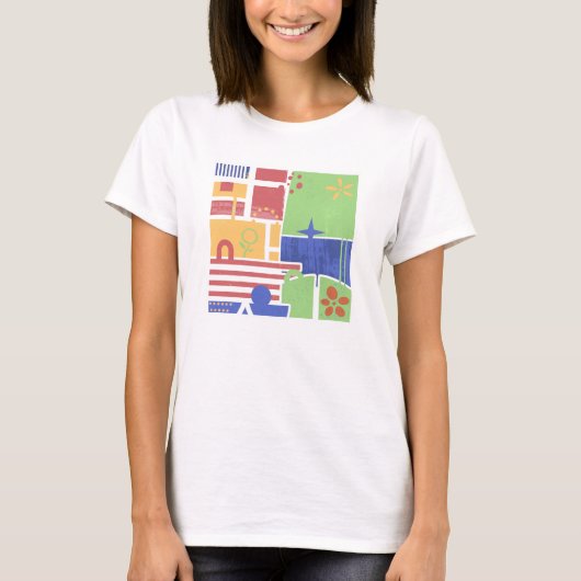 T-shirt Abstract Retro Block Art (Devant)