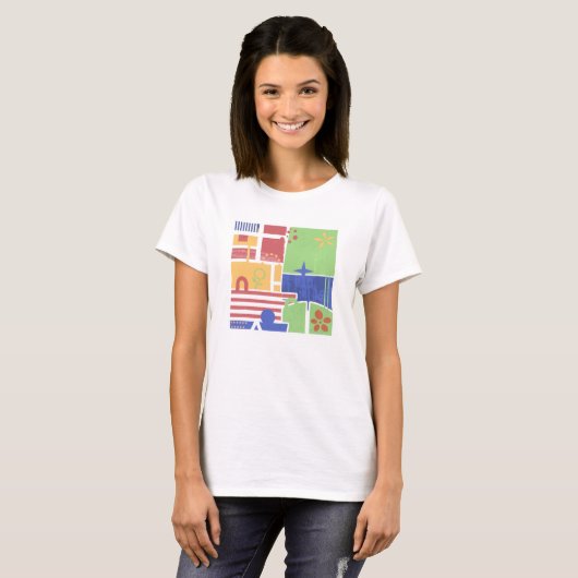 T-shirt Abstract Retro Block Art (Devant entier)