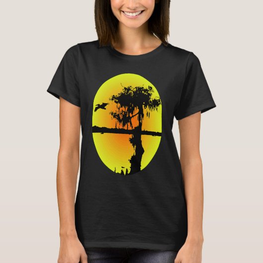 T-shirt Abstract Silhouette Pelican Cypress Swamp (Devant)