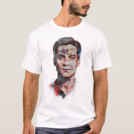 T-shirt Abstract Spider Hero Collage Art Print (Devant)