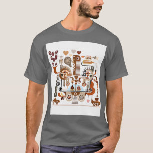 T-shirt Abstract Stylized Coffee Making Process Scheme 2