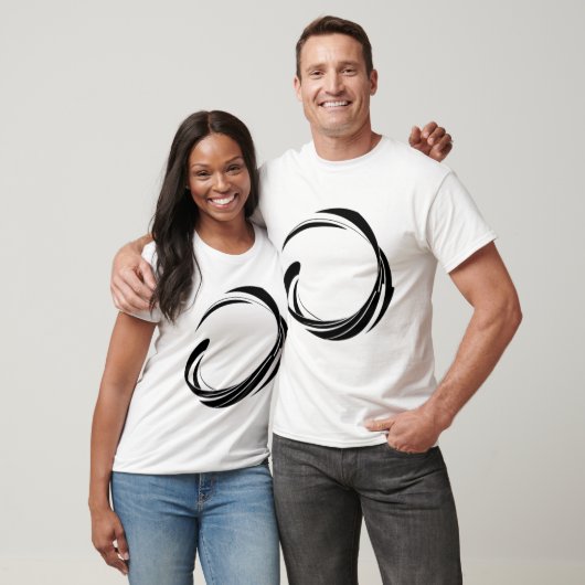 T-shirt Abstract Swirl Circle Design – curved ring artwork (Unisexe)