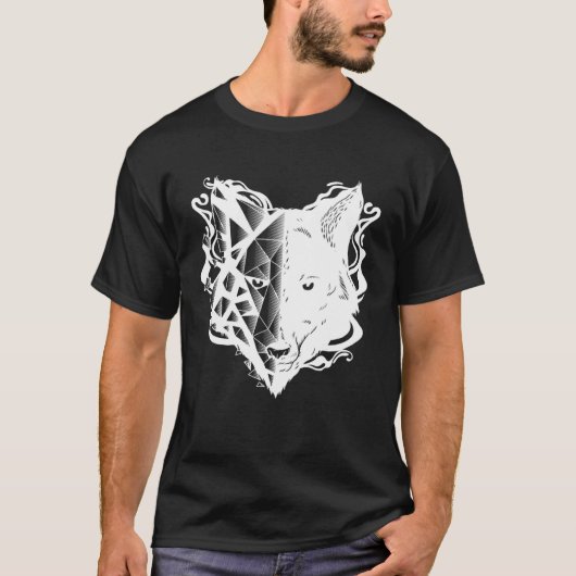 T-shirt Abstract Wolf Head Geometric (Devant)