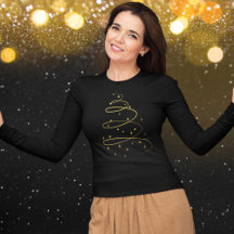 T-shirt Abstrait Arbre de Noël en or brillant
