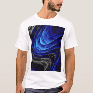 T-shirt Abstrait bleu ondulé, arrière - plan art numérique