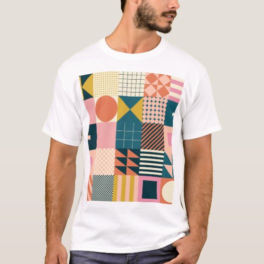 T-shirt Abstrait géométrique moderne : Conception colorée (Devant)