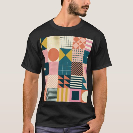 T-shirt Abstrait géométrique moderne : Conception colorée (Devant)