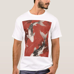 T-shirt Abstrait graphique minimaliste rouge et bl