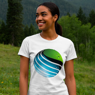 T-shirt Abstrait Green and Blue Globe Modern Earth