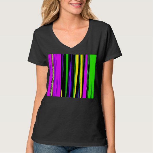 T-shirt Abstrait Mardi Gras Stripes (Devant)