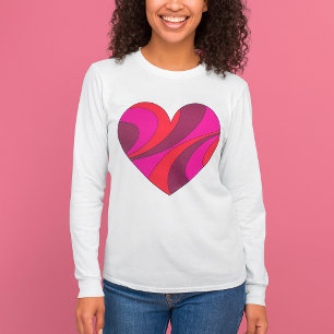 T-shirt Abstrait Motif de la rotation du coeur rouge et ro