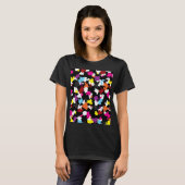 T-shirt Abstrait noir coloré irrégulier (Devant entier)