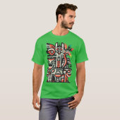 T-shirt abstrait oiseau tiki style ami (Devant entier)