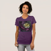 T-shirt Abstrait Purpur moderne Khaki Gris Fleur fractale  (Devant entier)